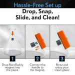 SNOWTREE - BoroBuddy Pro Magnetic Glass Cleaner | Cleans Hard to Reach Stains on Glass, Ceramic, Metal Pieces of All Shapes & Sizes | Glass Pieces, Bottles, Glassware | Free Scrubber Pads | Tangerine