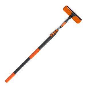 LAANPOLE 26FT Window Squeegee with Extension Pole, 2-in-1 Squeegee for Window Cleaning, Professional Cleaning Kit for Home with 20FT Telescoping Pole for Outdoor Indoor Use
