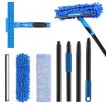 VITEVER Professional 69'' Window Squeegee Cleaner Tool with Extension Pole, 2-in-1 Squeegee for Window Cleaning Kit with Scrubber and Rotating Head, 1 Blade 2 Scrubber