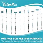 TelesPro 5-12 ft Window Squeegee with Extension Pole, Window Cleaner Tool with 3-Stage Telescoping Pole, Professional Window Cleaning Kit with Rotatable Head - 20 Ft Reach & Microfibre Cloths.