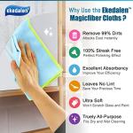 Streak Free Miracle Cleaning Cloth Easy Clean Microfiber Window Mirror Glass Stainless Steel Lint Free Dish Cloth Wine Polishing Towel,Reusable, 12'' x 16'', Pack of 8, Blue