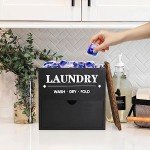 Dryer Sheet Holder with Drawer and Lid, Wood Dryer Sheet Dispenser and Laundry Pods Container for Laundry Room Organization and Storage, Laundry Pod Holder Wall Mount for Laundry Room Decor (Black)