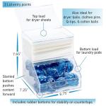 Inevibe Laundry Pod Holder & Dryer Sheet Dispenser - 2 Compartment Acrylic Container w/Lids for Storing Clothes Pins, Cotton Balls, Dishwasher Pods for Laundry Room Organization