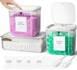 VIMERPA Laundry Pods Container, 3 Pack Laundry Powder Dispenser and Dryer Sheet Holder for Laundry Room Organization Decor, Ribbed Plastic Laundry Pod Beads Detergent Containers for Storage