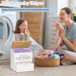 Dryer Sheet Container for Laundry Room Organization, Laundry Pods Container with Lid and Drawer, Laundry Detergent Dispenser Organizer Box, Wood Dryer Sheet Holder for Laundry Room Decor (White)