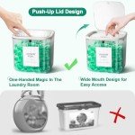 VIMERPA Laundry Pods Container, 3 Pack Laundry Powder Dispenser and Dryer Sheet Holder for Laundry Room Organization Decor, Ribbed Plastic Laundry Pod Beads Detergent Containers for Storage