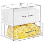 Dryer Sheet Holder, Dispenser, Acrylic Dryer Sheet Container Box for Laundry Room Organization, Storage Dryer and Fabric Sheet, Dryer Balls, Clothes Pins, Laundry Pods
