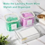 VIMERPA Laundry Pods Container, 3 Pack Laundry Powder Dispenser and Dryer Sheet Holder for Laundry Room Organization Decor, Ribbed Plastic Laundry Pod Beads Detergent Containers for Storage