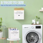 Dryer Sheet Container for Laundry Room Organization, Laundry Pods Container with Lid and Drawer, Laundry Detergent Dispenser Organizer Box, Wood Dryer Sheet Holder for Laundry Room Decor (White)