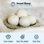 Wool Dryer Balls - Smart Sheep 3-Pack - XL Premium Natural Fabric Softener Award-Winning - Wool Balls Replaces Dryer Sheets - Laundry Balls