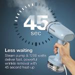 Proctor Silex Compact Travel Iron & Garment Steamer for Clothes, Ready in 45 Seconds for 7 Minutes of Continuous Use, Portable and Lightweight, Vacation Essentials, 1200 Watts, 120 ml Water Tank, Blue