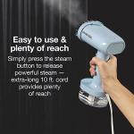 Proctor Silex Compact Travel Iron & Garment Steamer for Clothes, Ready in 45 Seconds for 7 Minutes of Continuous Use, Portable and Lightweight, Vacation Essentials, 1200 Watts, 120 ml Water Tank, Blue