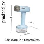 Proctor Silex Compact Travel Iron & Garment Steamer for Clothes, Ready in 45 Seconds for 7 Minutes of Continuous Use, Portable and Lightweight, Vacation Essentials, 1200 Watts, 120 ml Water Tank, Blue
