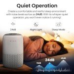 MIKO Air Purifier for Bedroom with 3-in-1 HEPA Filter & Sleep Mode, Whisper Quiet, Covers Up to 1200 ft, Smart Wi-Fi App Control - Removes Smoke, Allergens, Pets Hair, Dust, Odors, Pollutants