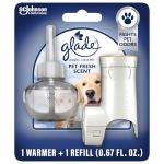 Glade PlugIns Refills Air Freshener Starter Kit, Pet Fresh Scent, Scented and Essential Oils for Home and Bathroom, 0.67 Fl Oz, 1 Warmer + 1 Refill
