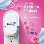 Febreze Plug In Air Freshener, Odor-Fighting Scented Oil Starter Kit, Air Fresheners for Home and Bathroom and Kitchen, Long Lasting for Strong Odors, Downy April Fresh Scent, Warmer + 2 Refill