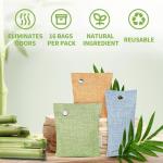 CLEVAST 16 Pack Activated Bamboo Charcoal Air Purifying Bags(8x100g, 8x50g), Natural Fresh Odor Absorber, Deodorizer and Moisture Eliminator, Air Purifier Bags for Home, Closet, Car Air freshener