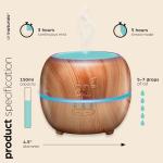 artnaturals Aromatherapy Essential Oil Diffuser – (5.0 Fl Oz / 150ml Tank) – Ultrasonic Aroma Humidifier, Auto Shut-Off – for Home, Office & Bedroom