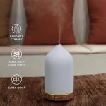 Gooamp 200ML Ceramic Essential Oil Diffuser - Ultrasonic Aromatherapy & Humidifier with 7-Color LED Lights, Auto Shut-Off, Wood Grain Base, 1H/3H/6H Timer | Scent for Home, Office, Yoga