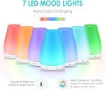 URPOWER 2nd Version Essential Oil Diffuser with Adjustable Mist Mode Waterless Auto Shut-Off and 7 Color LED Lights for Home Office, One Size (Pack of 1), White