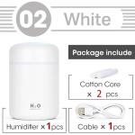 Portable Mini Humidifier, Colorful, Cool Mist, USB Powered. Perfect for Bedroom, Office & Car (300ml, White)