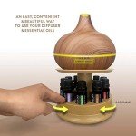 Ultimate Aromatherapy Ultrasonic 300ml Diffuser & Top 10 Therapeutic Grade Essential Oils Set w/Rotating Display Stand - 4 Timer & 7 Ambient Light Settings
