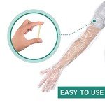 Lauwell 50 Pcs Disposable Dressing Gutting Gloves 35 Inch Shoulder Length Field Dressing Gloves Veterinary Insemination Glove (White)