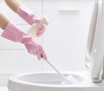 Alimat PluS 1 Pack Reusable Cleaning Gloves Latex Free (Medium), Dishwashing Gloves with Cotton Flock Liner and Embossed Palm, Waterproof Household Gloves for Laundry, Gardening(Pink)