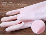 Alimat PluS 1 Pack Reusable Cleaning Gloves Latex Free (Medium), Dishwashing Gloves with Cotton Flock Liner and Embossed Palm, Waterproof Household Gloves for Laundry, Gardening(Pink)