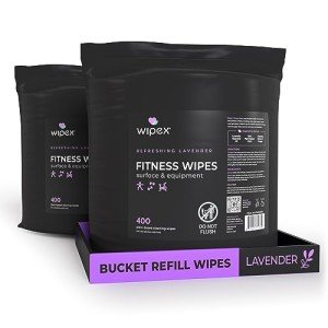 Wipex Gym Wipes Bucket Refill Plant-based Fitness Equipment Cleaner, Lavender and Vinegar to Clean Surfaces, Safe Yoga Mat and Peloton Cleaner, 400 Count (Pack of 2)