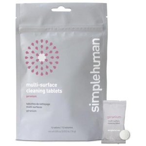 simplehuman Multi-Surface Cleaning Tablets, Eco-Friendly, Safe Around Kids & Pets, Geranium Scent, 12 Pack Tablets (Makes 72 oz of Spray Cleaner)