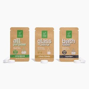 Green Llama Eco-Friendly Cleaning Refill Tablets Variety Pack - Multi-Surface, Glass & Bathroom Cleaners with Natural Essential Oils in Compostable Packaging, Biodegradable, Family & Pet Safe