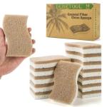 DEBETOOL Natural Kitchen Sponge - Eco-Friendly, Biodegradable Cellulose and Coconut Scrubber for Dishes - Pack of 14 Household Cleaning Sponges, White