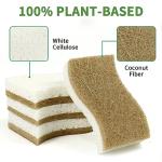 KICKLEEN 9 Pack Biodegradable Natural Kitchen Sponge - Compostable Cellulose and Coconut Walnut Scrubber Sponge - Eco Friendly Sustainable Sponges for Dishes