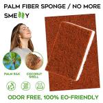 Natural Plant Based Scrub Sponge 12 Pack, Palm Fiber Scrubbing Sponge with Non Scratch Biodegradable Compostable Sponges,Long Lasting No Smell Dishwashing Kitchen Scrubber