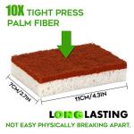 Natural Plant Based Scrub Sponge 12 Pack, Palm Fiber Scrubbing Sponge with Non Scratch Biodegradable Compostable Sponges,Long Lasting No Smell Dishwashing Kitchen Scrubber