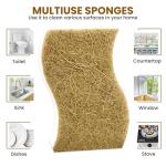 MMG Prime Natural Kitchen Sponge –12-Pack Biodegradable Sponges for Dishes –Compostable Dish Washing Scrubbers – Eco Friendly Non-Scratch Cellulose & Coconut Husk Scrubber Sponges for Cleaning
