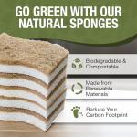 BEAUFITAL 20 Count Non-Scratch Natural Kitchen Sponge, Biodegradable Compostable Cellulose Coconut Scrubber, Eco Friendly Sponges for Dishes, Non-Stick Cookware, Bathroom, Heavy-Duty Cleaning