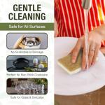 BEAUFITAL 20 Count Non-Scratch Natural Kitchen Sponge, Biodegradable Compostable Cellulose Coconut Scrubber, Eco Friendly Sponges for Dishes, Non-Stick Cookware, Bathroom, Heavy-Duty Cleaning