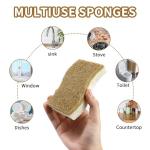 Silkyhose Biodegradable Natural Kitchen Sponge, Compostable Cellulose and Coconut Scrubber Eco-Friendly Dishwashing Sponge, 12 Pack Household Cleaning Foam for Dishes
