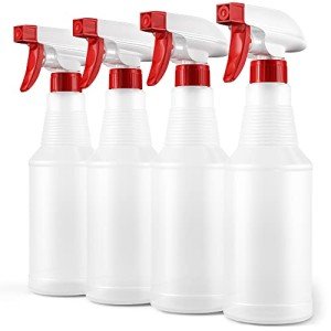LiBa Spray Bottles (4 Pack,16 Oz), Refillable Empty Spray Bottles for Cleaning Solutions, Hair Spray, Watering Plants, Superior Flex Nozzles, Mist Sprayer, Bleach/Vinegar/Rubbing Alcohol Safe