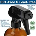 Empty Amber Glass Spray Bottles - 2 Pack - Large 16oz Refillable Bottle is Great for Essential Oils, Plants, Cleaning Solutions, Hair Mister - Durable Nozzle w/Fine Mist and Stream Setting