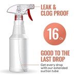 LiBa Spray Bottles (4 Pack,16 Oz), Refillable Empty Spray Bottles for Cleaning Solutions, Hair Spray, Watering Plants, Superior Flex Nozzles, Mist Sprayer, Bleach/Vinegar/Rubbing Alcohol Safe