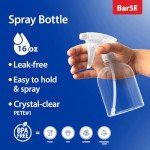 Bar5F Plastic Spray Bottle, 16 oz | Leak Proof, Empty, Clear, Trigger Handle, Adjustable Fine to Stream Output, Refillable, Heavy Duty Sprayer for Hair Salons & Spas, Household Cleaners, Cooking