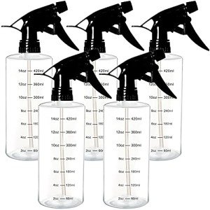 Youngever 5 Pack 16 Ounce Empty Plastic Spray Bottles, Spray Bottles for Hair and Cleaning Solutions (Black Sprayer)