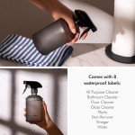 KIVY Glass Spray Bottles for Cleaning [INCL. LABELS] - Glass Spray Cleaning Bottles - Glass Spray Bottle for Cleaning, Plants & Hair - Glass Bottle Sprayer Reusable Refillable Spray Bottles (2x 16oz)