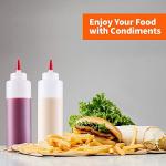 BOTTLIFY 16oz Squeeze Bottles with Red Cap-Pack of 6 Wide Mouth, Leak Proof Refillable Condiment Container for Kitchen Use