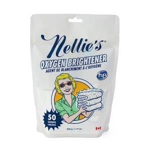 Nellie's Oxygen Brightener - Laundry Stain Remover - Planet-Friendly - Alternative to Bleach for Brighter Whites and Colors - Hypoallergenic and Septic-Safe (50 Scoops) - (Made in Canada)