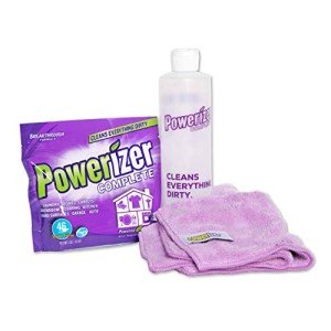 Powerizer Complete Starter Kit | Plant-Based Cleaning Concentrate Powder 1lb, 2 Microfiber Cloth, and 1 Squeeze Bottle | Multipurpose Laundry and Dishwasher Detergent | Cleaning Supplies