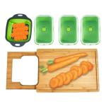Expandable Bamboo Cutting Board With Containers - Over The Sink Cutting Board For Kitchen - Meal Prep deck For Food Large (Green)